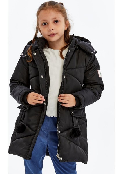 Kapüşonlu Kışlık Ponpon Detaylı Kız Çocuk Kaban 51354 fiyatları