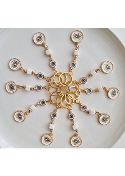 Hediyelik Nazar Boncuklu Nazar Kovar Anahtarlık - Beyaz indirimleri