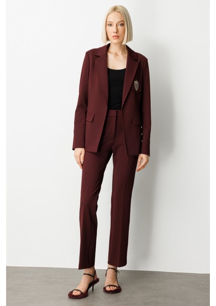 Beli Lastikli Bol Paça Pantolon Bordo 05035