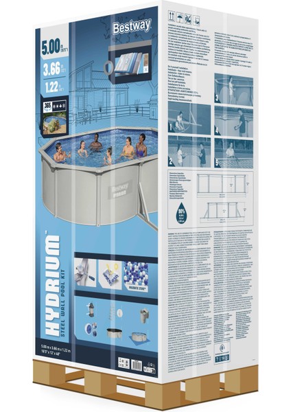 ® 56586 Hydrium™ Çelik Duvarlı Prefabrik Yer Üstü Havuz Seti 5,00 m x 3,66 m x 1,22 m fırsatları