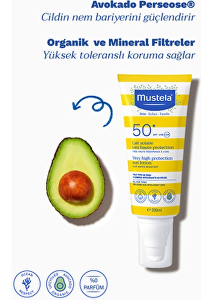 Yüksek Koruma SPF50+ Güneş Losyonu Hipoalerjenik Formül 100 ml Bebek Ciltleri İçin