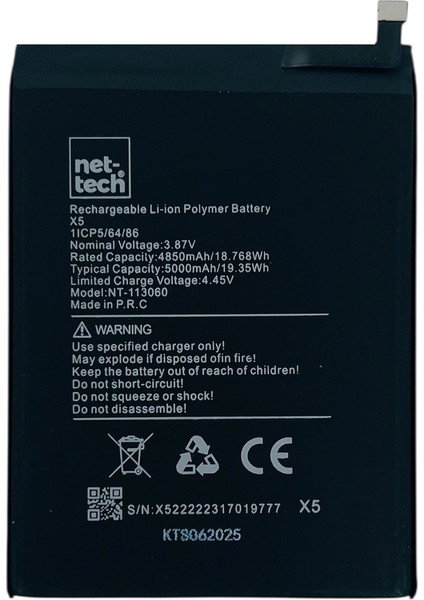 Teknonet Omix X5 Uyumlu Nettech 5000 Mah Batarya