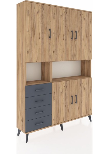 Arges Dolap 7 Raflı 4 Çekmeceli 5 Kapaklı 132X30X195 Çam-Çam/antrasit fiyatları