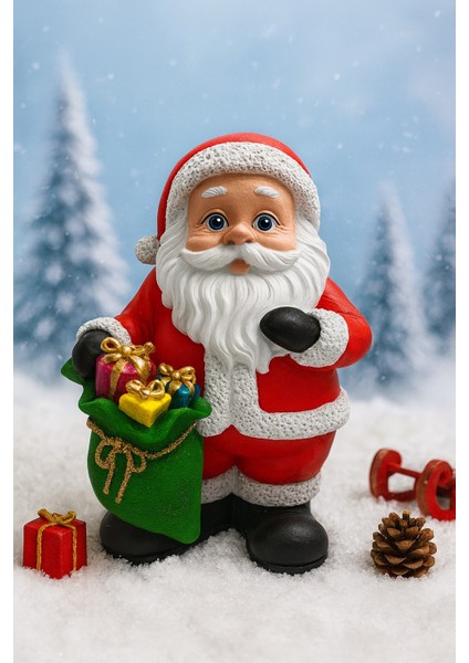 2026 Yılbaşı Noel Baba El Boyama Polyester Biblo 25 cm – Premium Yılbaşı Dekor Koleksiyonluk Hediye
