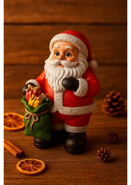 2026 Yılbaşı Noel Baba El Boyama Polyester Biblo 25 cm – Premium Yılbaşı Dekor Koleksiyonluk Hediye fırsatları