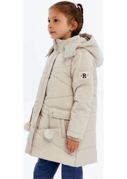 Kapüşonlu Kışlık Ponpon Detaylı Kız Çocuk Kaban 51354 fırsatları