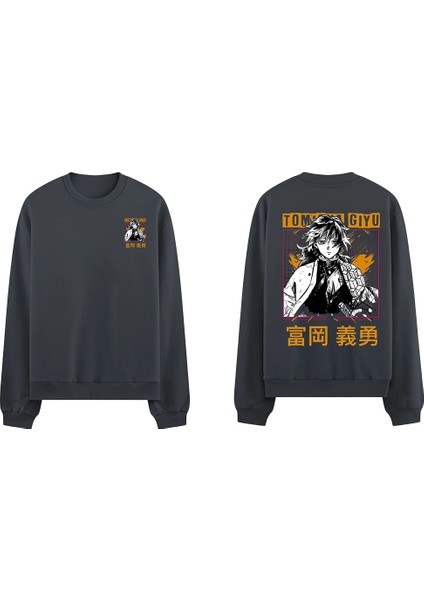 Giyu'nun Nefesi (Breath Of Giyu) Baskılı Oversize Sweatshirt