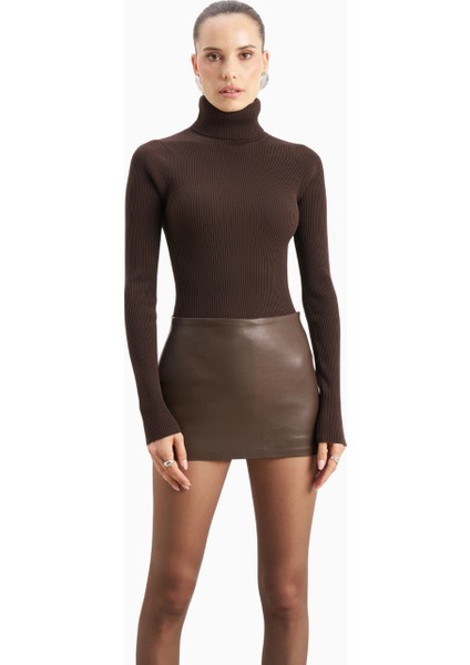 Clean Cut Leather Micro Ultra Mini Kadın Etek fırsatları