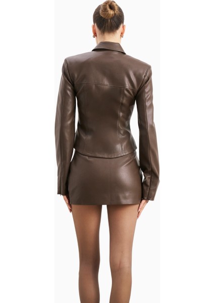 Clean Cut Leather Micro Ultra Mini Kadın Etek