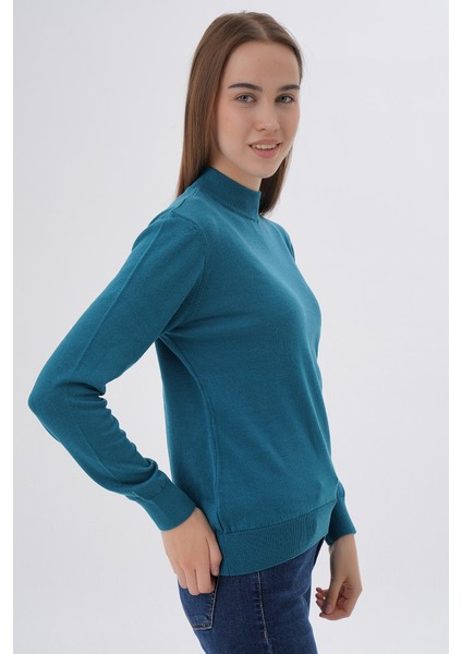 Kadın %100 Organik Pamuk Yarım Balıkçı Yaka Triko Kazak Örme Bluz TRIST-6104 fiyatları