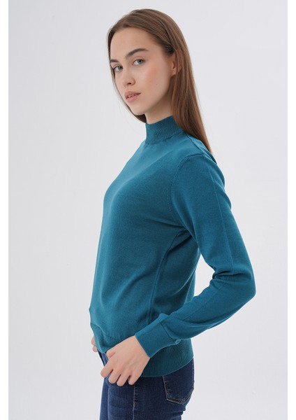 Kadın %100 Organik Pamuk Yarım Balıkçı Yaka Triko Kazak Örme Bluz TRIST-6104 indirimleri