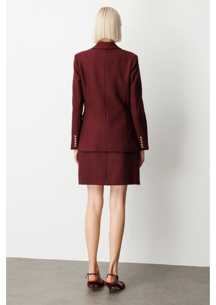 Kruvaze Yaka Kaşe Ceket Bordo 05069 modelleri