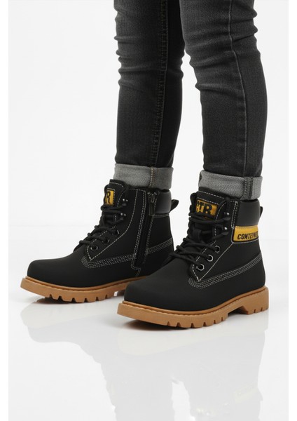 Siyah Nubuk Kaymaz Unisex Çocuk Bot 921 F