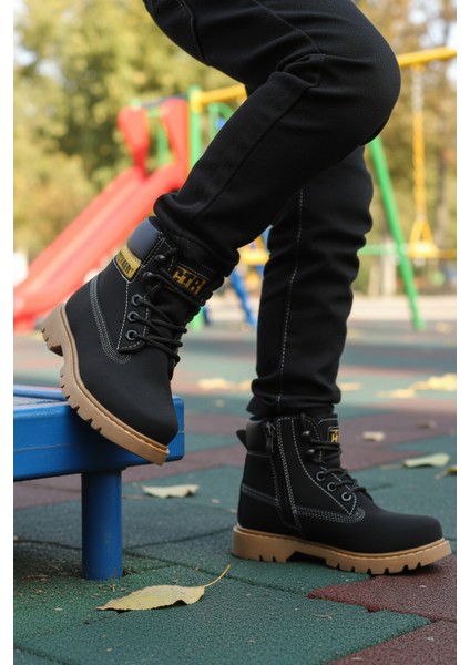 Siyah Nubuk Kaymaz Unisex Çocuk Bot 921 F modelleri