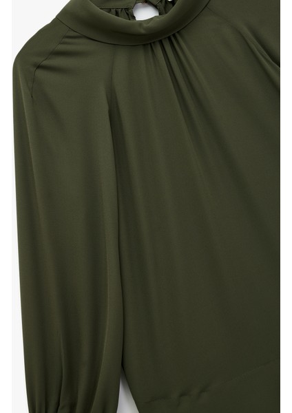 Regular Fit Uzun Kollu Dik Yaka Drapeli Bluz modelleri