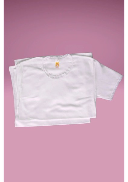 344X2 Kız Çocuk %100 Pamuk Penye Ribana 2'li Dantelli Yarım Kol Atlet-Beyaz fiyatları