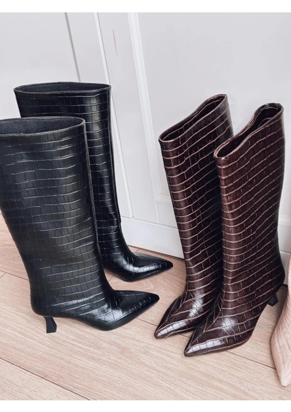 Gwen Desenli Kadın Çizme Siyah indirimleri
