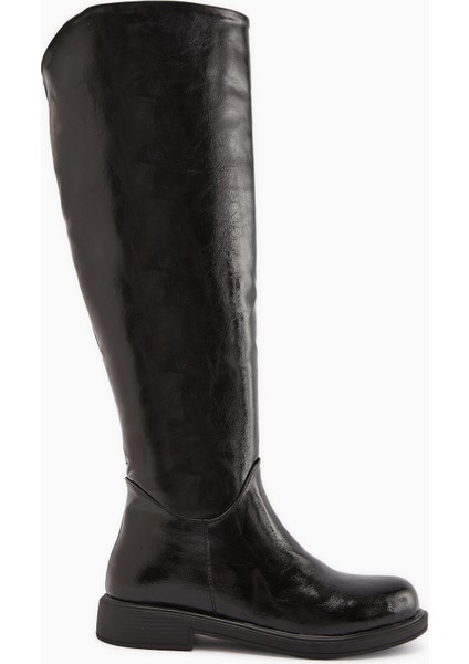 Henni Siyah Geniş Konçlu Kadın Çizme