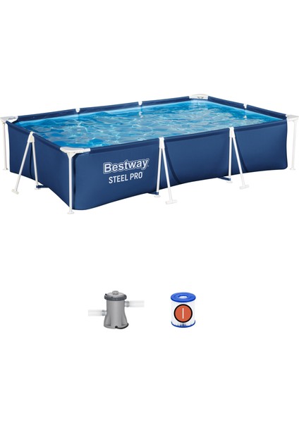 56411 Steel Pro™ Yer Üstü Prefabrik Dikdörtgen Havuz Seti 3,00 M x 2,01 M x 66 cm indirimleri