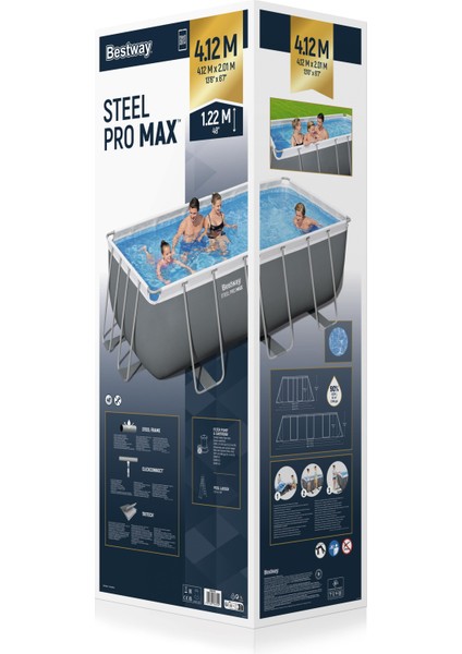 56456 Power Steel™ Prefabrik Yer Üstü Havuz Seti 4,12 M x 2,01 M x 1,22 M