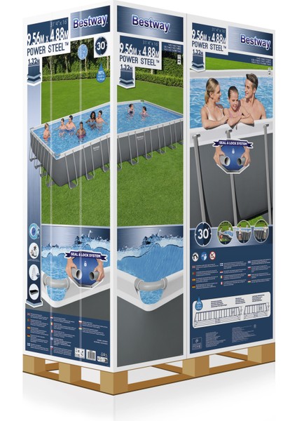® 56623 Power Steel™ Prefabrik Dikdörtgen Yer Üstü Havuz Seti 9,56 M x 4,88 M x 1,32 M