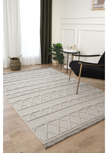 Naturel Bukleli Yumuşak Dokulu Iskandinav Dokuma Halı