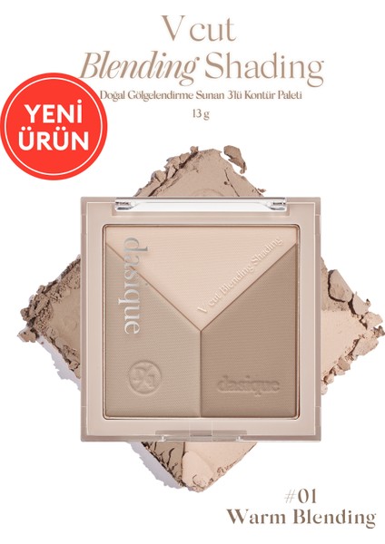 Doğal Gölgelendirme Sunan 3'lü Kontür Paleti Dasıque V Cut Blending Shading (#01 Warm Blending)