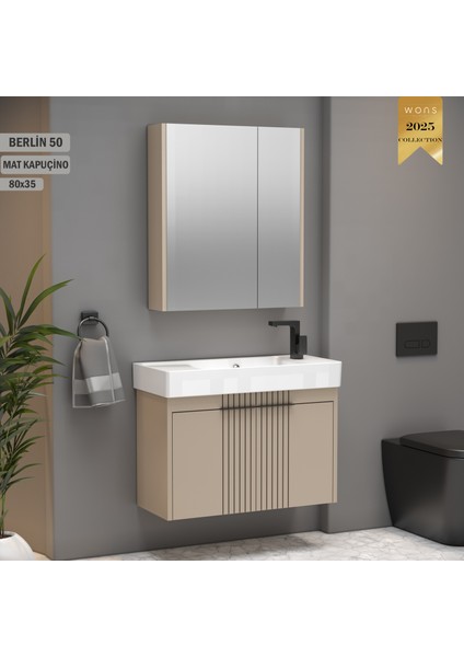 Berlin 80 cm Kapuçino Banyo Dolabı