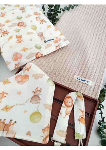 Balonlu Hayvan Figürlü Safari Müslin Battaniye Seti fiyatları