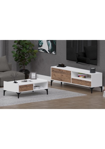 Nova&odıon Orta Sehpa ve Tv Ünitesi Ceviz&beyaz Afm 162
