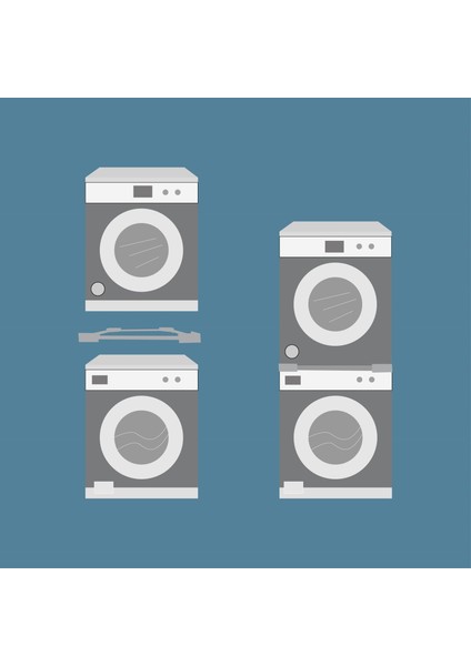 Çamaşır Makinesi Kurutma Makinesi Istifleme Birleştirme Kiti Ayarlanabilir Vestel, Regal Gri - Inox Modeller ile Uyumlu - 42244332 fiyatları