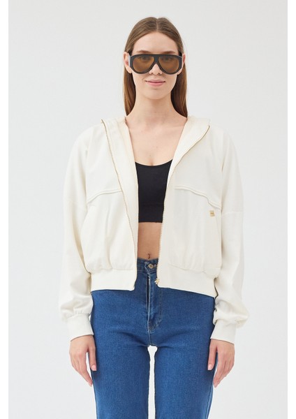 Kadın Oversize Kapişonlu Fermuar Kapamalı Sweatshirt modelleri