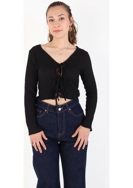 6480 (N-1968) Bubble Raşel Bağlamalı Bluz
