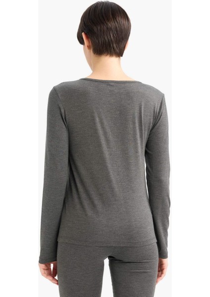 Bisiklet Yaka Uzun Kollu Üst-Fall In LOVE F5032AX25WN fırsatları