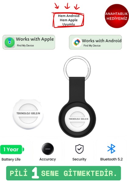 Smart Tag Akıllı Takip Cihazı Android ve Apple Uyumlu 365 Gün Şarj Süreli Gps Anlık Konum Takip