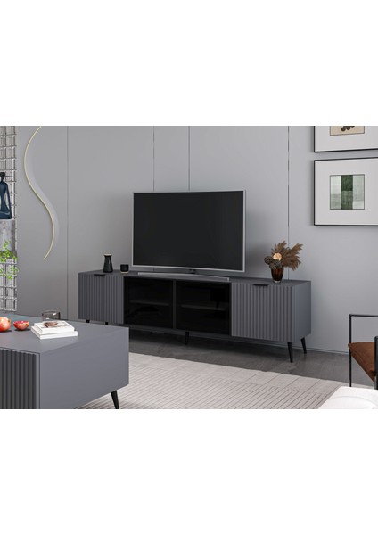 Plus Tv Ünitesi Cam Kapak Antrasit/antrasit fiyatları