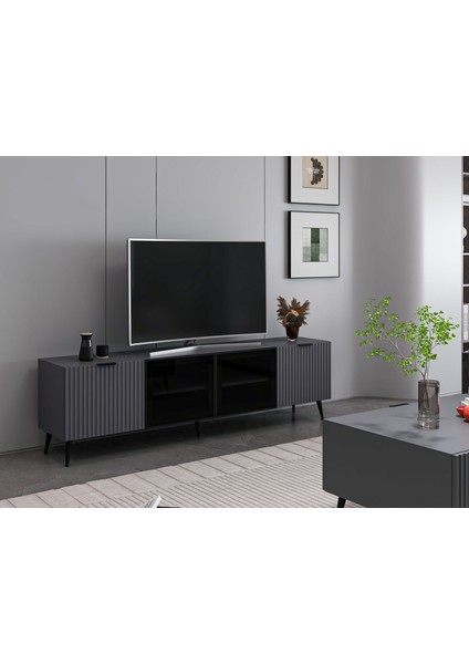 Plus Tv Ünitesi Cam Kapak Antrasit/antrasit modelleri