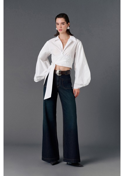 Balon Kol Crop Gömlek fırsatları