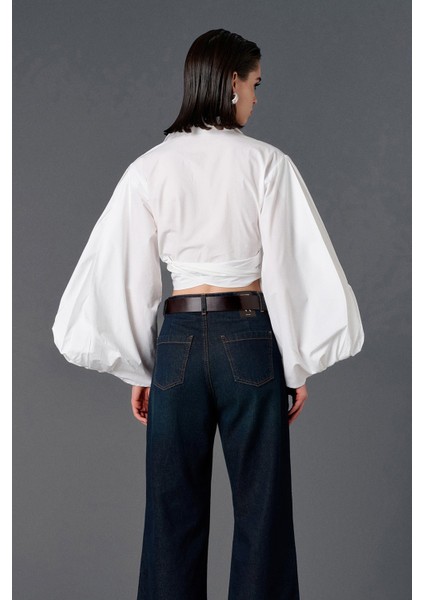 Balon Kol Crop Gömlek