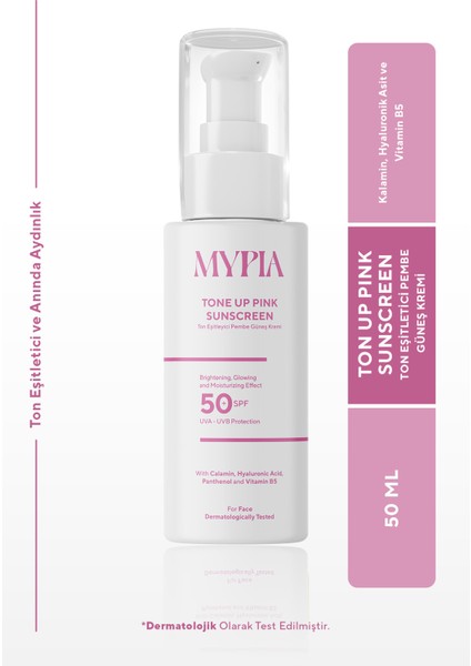 Leke Karşıtı Ton Eşitleyici Spf 50+ Glutatyon & Hyaluronik Asit Etkili Pembe Renkli Güneş Kremi 50ML