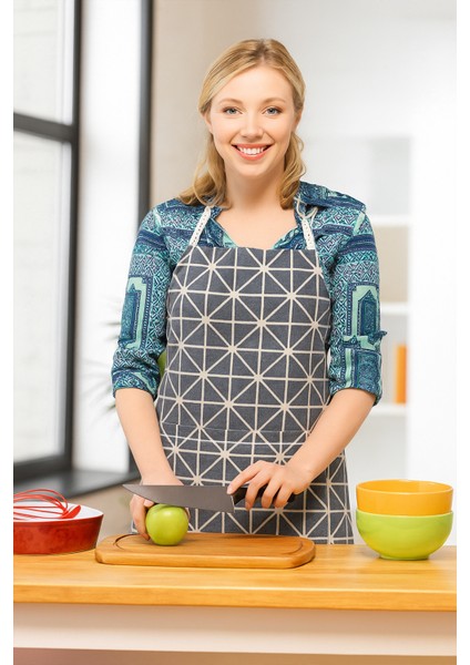 Geometrik Desenli Mutfak Önlüğü