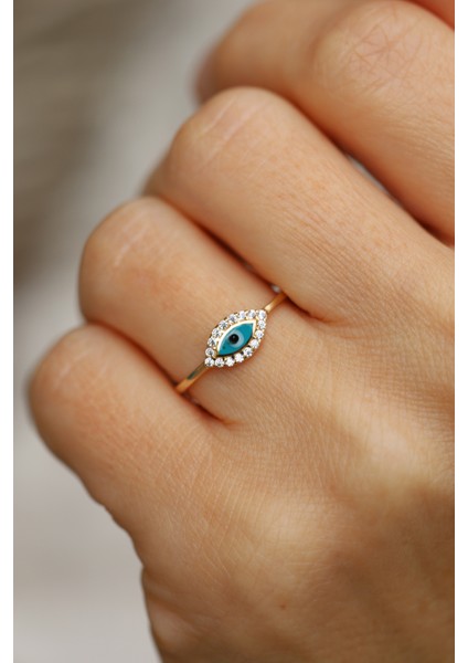 14 Ayar Altın Taş Çerçeveli Mineli Göz Yüzük fiyatları