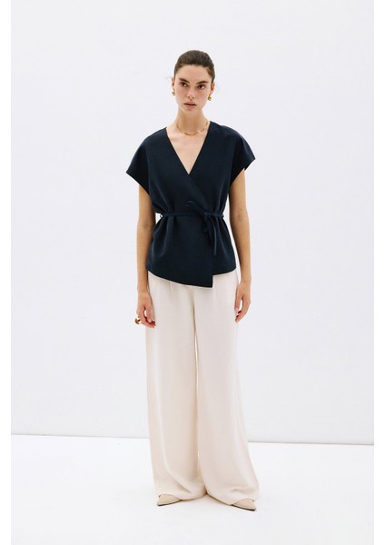 Beli Bağlamalı Kruvaze Yelek modelleri