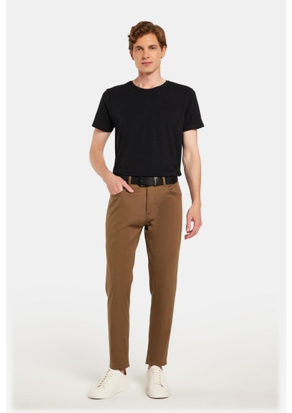 Erkek Regular Fit Rahat Kesim Kanvas Kahverengi Pantolon modelleri