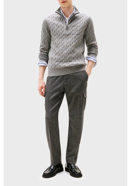 Pamuklu Regular Fit Yarım Fermuarlı Dik Yaka Kazak Erkek Kazak MW0MW36532 P91 fiyatları