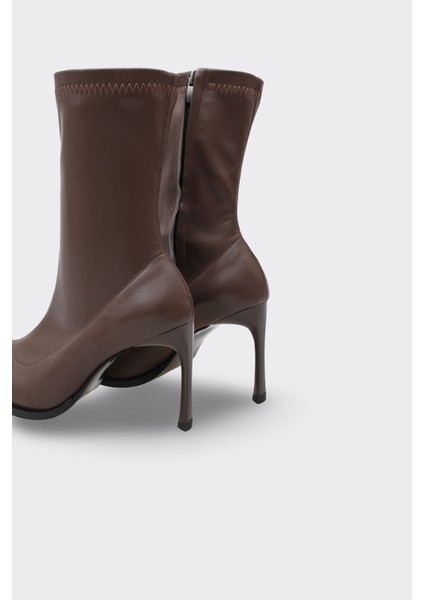 Saran Kahve Streç Topuklu Kadın Bot modelleri