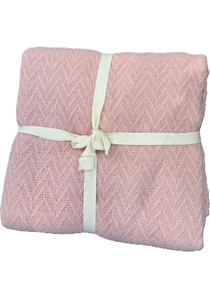Püsküllü Tv Battaniye Tek Kişilik 150X200CM Pudra