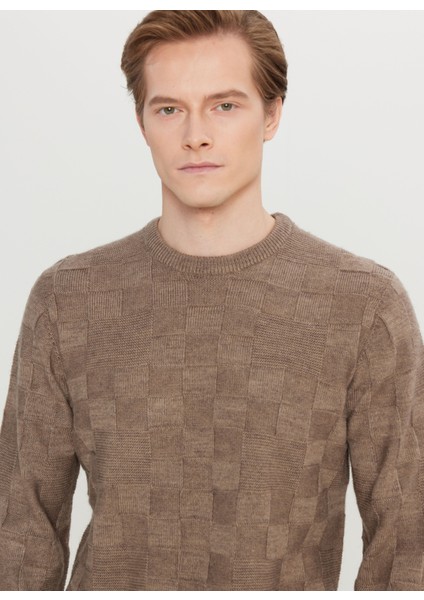 Bisiklet Yaka Standart Vizon Erkek Kazak ACE049261483_VIZ fırsatları