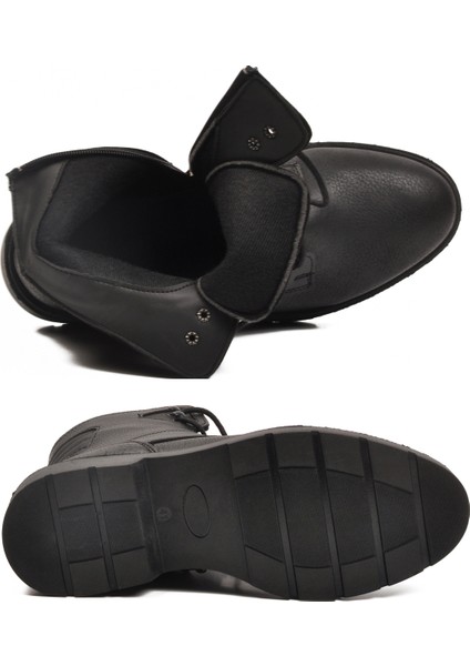 Siyah Içi Polarlı Kaymaz Fermuarlı Bağcıklı Erkek Bot 562 M indirimleri