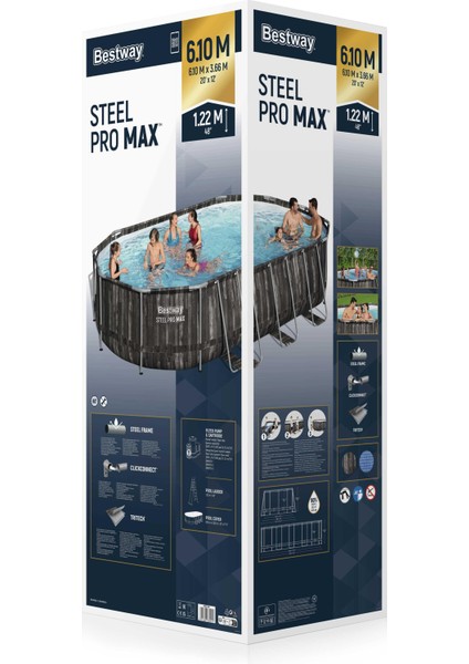 ® 5611R Power Steel™ Prefabrik Yer Üstü Havuz Seti 6,10M x 3,66 M x 1,22 M